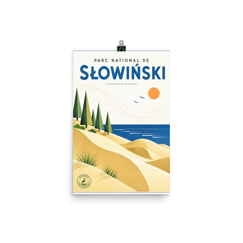Affiche vintage Parc Nati. Slowiński – Poster de voyage rétro, Dunes et Mer Baltique, POLOGNE
