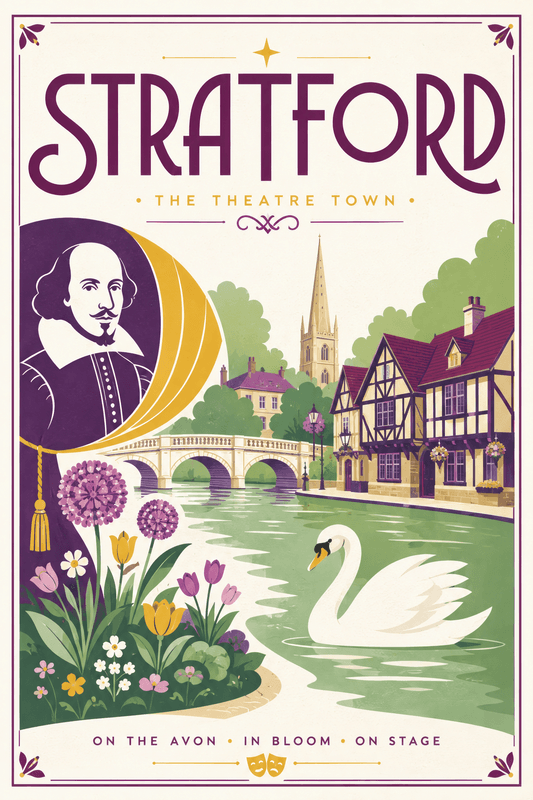 Affiche vintage Stratford – Poster de voyage rétro, Stratford, Canada, AMÉRIQUE DU NORD