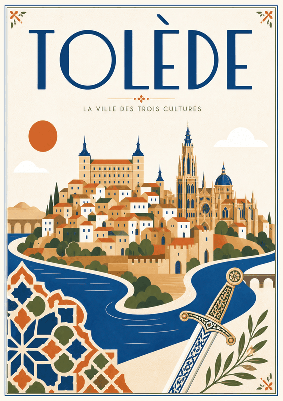 Affiche vintage Tolède – Poster de voyage rétro, Tolède, Espagne, EUROPE