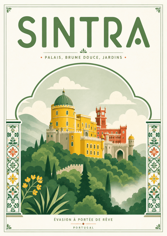 Affiche vintage Sintra – Poster de voyage rétro, Sintra, Portugal, EUROPE