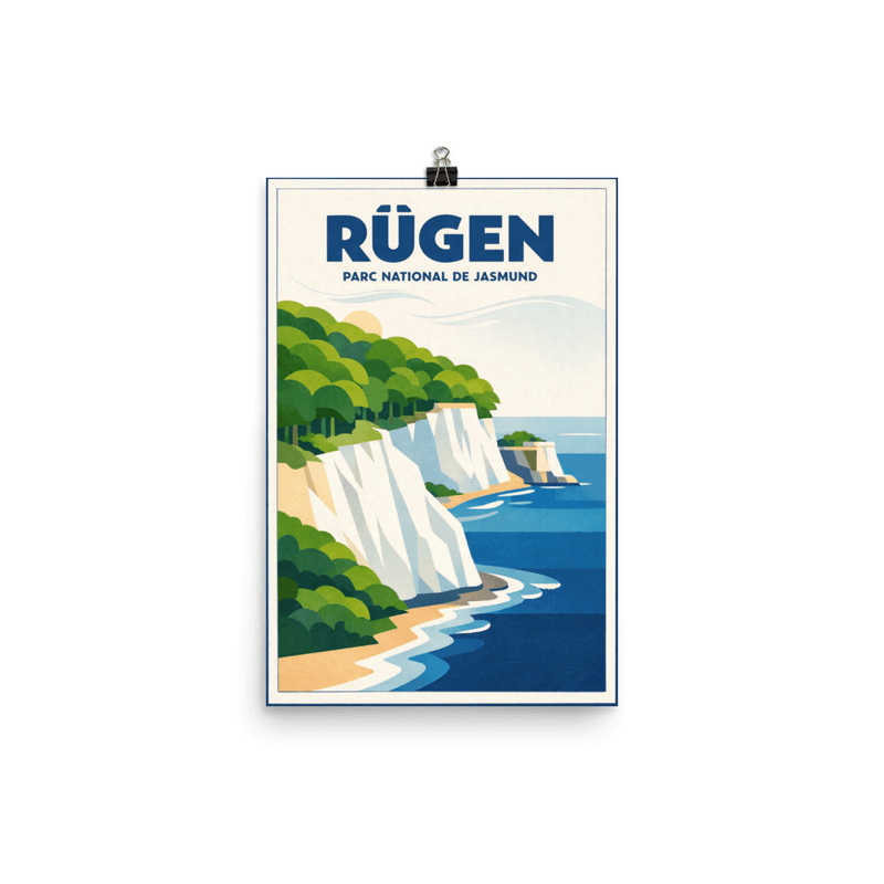 Affiche vintage Rügen – Poster de voyage rétro, Parc National de Jasmund, ALLEMAGNE