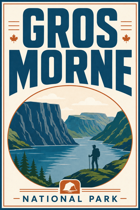 Affiche vintage Gros Morne National Park – Poster de voyage rétro, Gros Morne National Park, Canada, AMÉRIQUE DU NORD