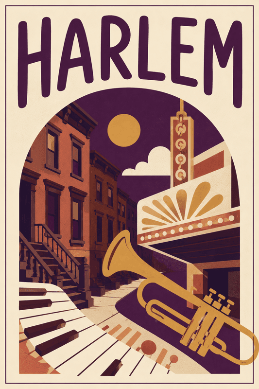 Affiche vintage Harlem – Poster de voyage rétro, Harlem, États-Unis, AMÉRIQUE DU NORD