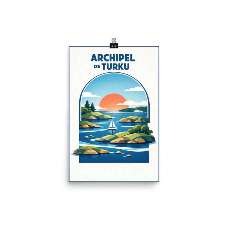 Affiche vintage Archipel de Turku – Poster de voyage rétro, Îles et Voilier, FINLANDE