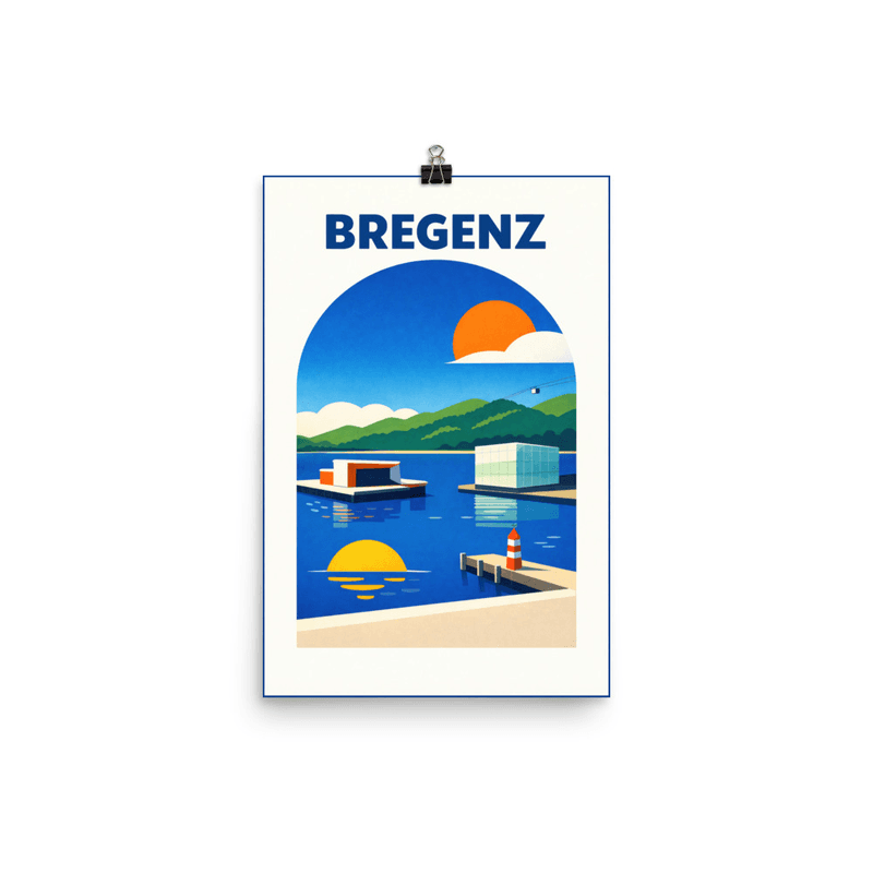 Affiche vintage Bregenz – Poster de voyage rétro, Lac de Constance et Bodensee, AUTRICHE
