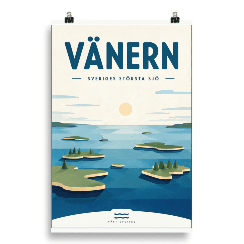 Affiche vintage Vänern – Poster de voyage rétro, plus grand lac de Suède, SUEDE