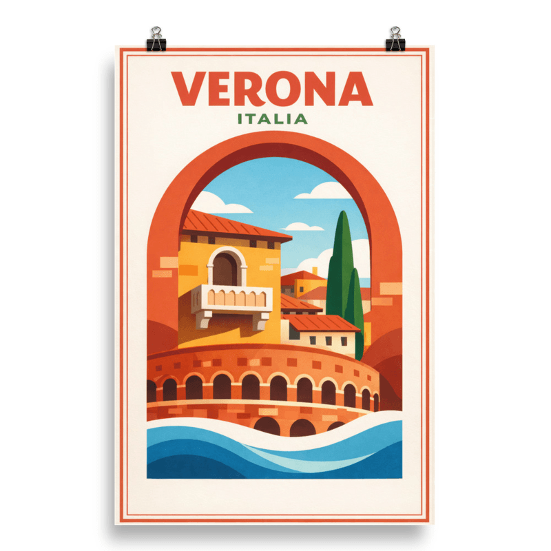 Affiche vintage Vérone – Poster de voyage rétro, Arena romaine, Vénétie, Italie