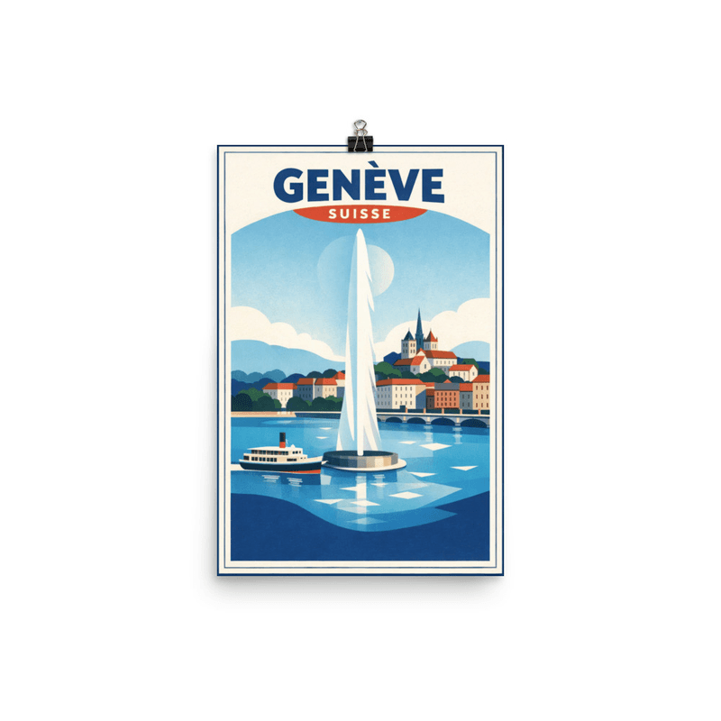 Affiche vintage Genève – Poster de voyage rétro, Suisse