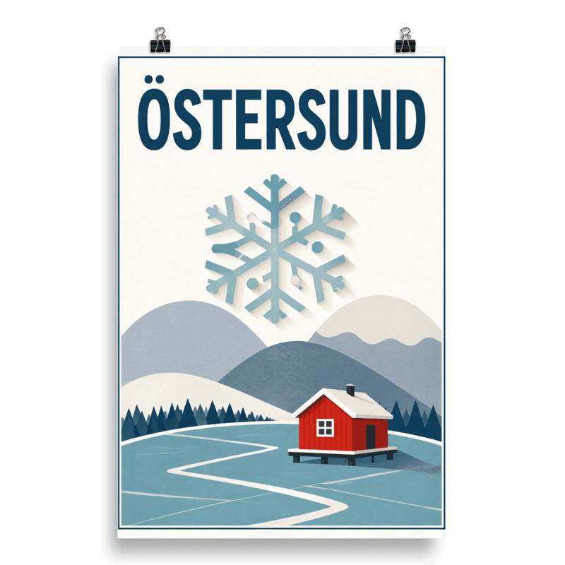 Affiche vintage Östersund – Poster de voyage rétro, hiver, SUEDE