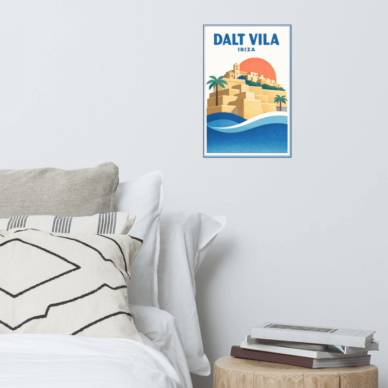 Affiche vintage Dalt Vila Ibiza – Poster de voyage rétro, Vieille Ville, Îles Baléares, Espagne