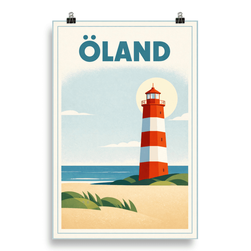 Affiche vintage Öland – Poster de voyage rétro, île de Suède, SUEDE
