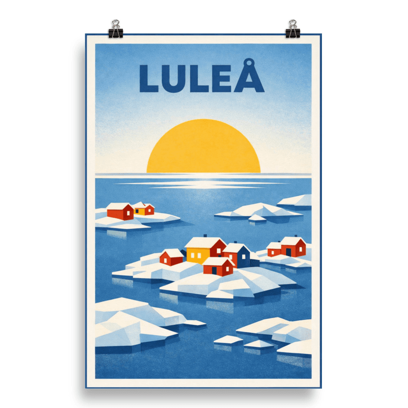 Affiche vintage Luleå – Poster de voyage rétro, archipel, SUEDE