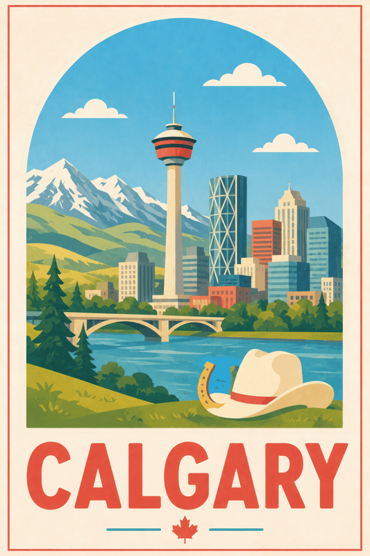 Affiche vintage Calgary – Poster de voyage rétro, Calgary, Canada, AMÉRIQUE DU NORD