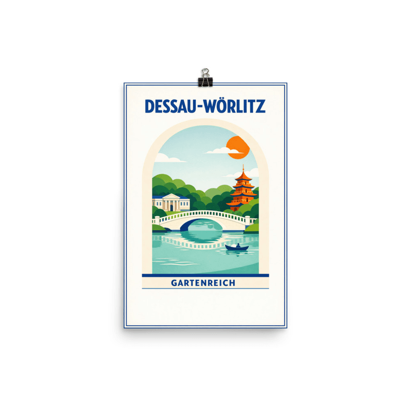 Affiche vintage Dessau-Wörlitz – Poster de voyage rétro, Parc du Gartenreich, ALLEMAGNE