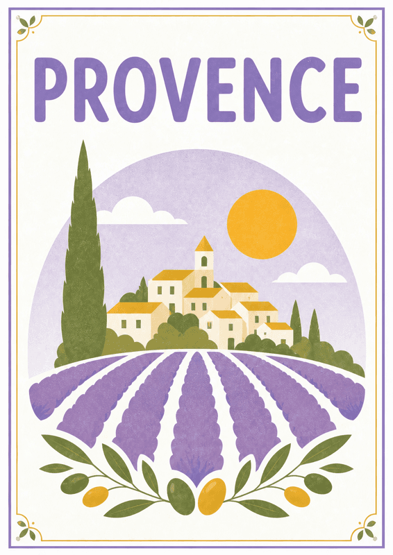 Affiche vintage Provence – Poster de voyage rétro, Provence, France, EUROPE