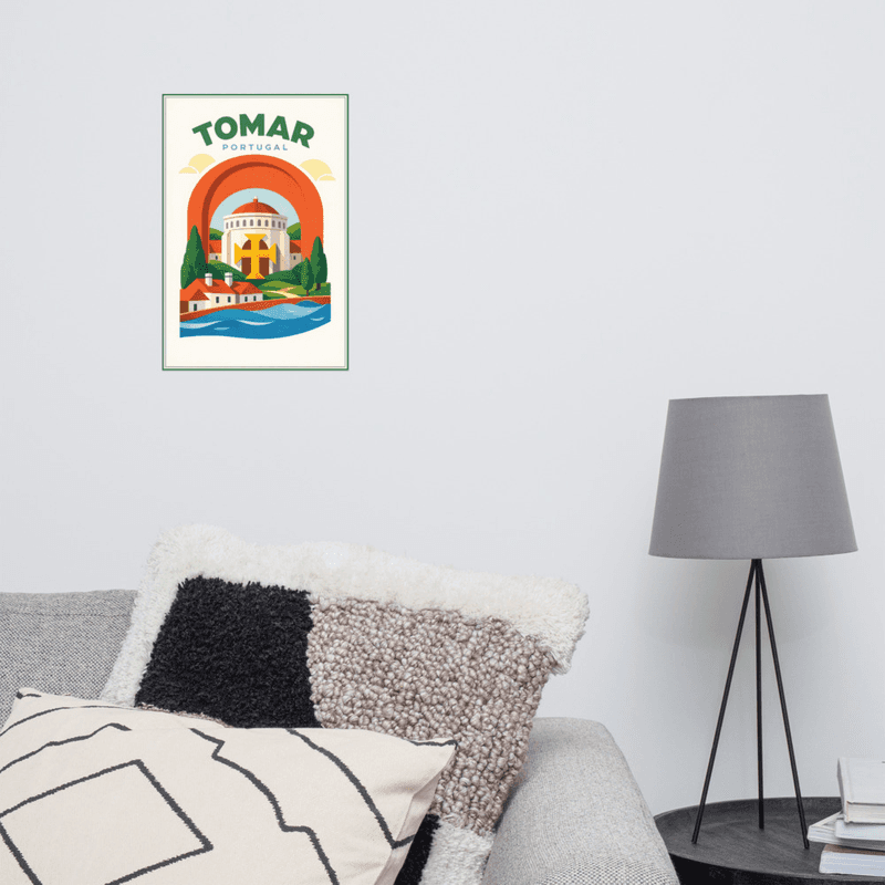 Affiche vintage Tomar – Poster de voyage rétro, Couvent du Christ, Templiers, Portugal