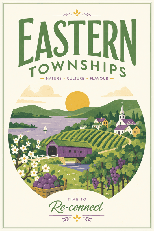 Affiche vintage Eastern Townships – Poster de voyage rétro, Eastern Townships, Canada, AMÉRIQUE DU NORD