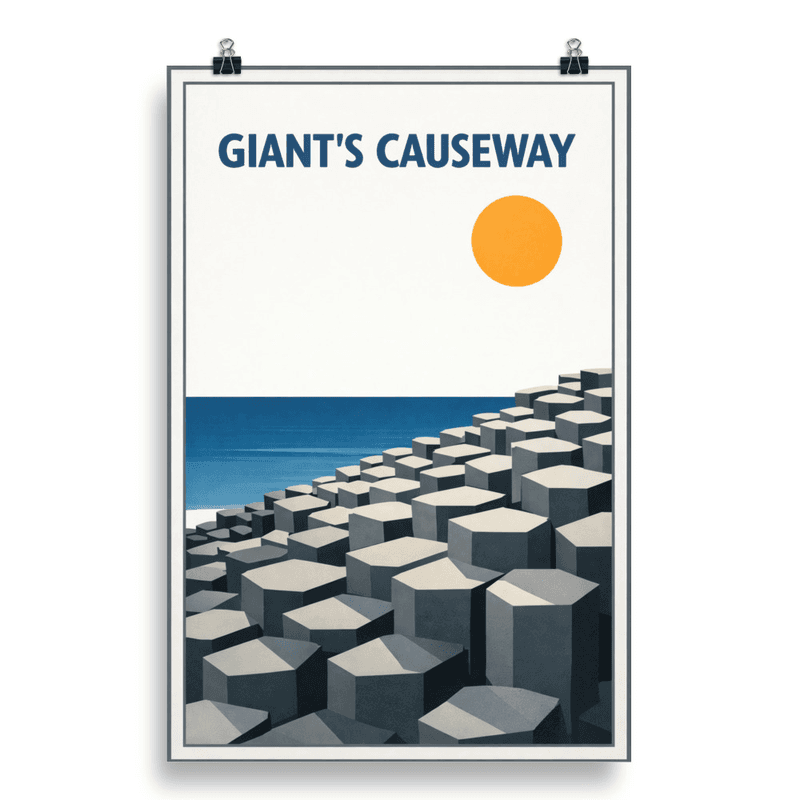 Affiche vintage Giant’s Causeway – Poster de voyage rétro, Chaussée des Géants, IRLANDE