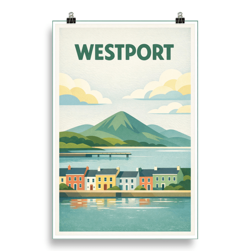 Affiche vintage Westport – Poster de voyage rétro, Croagh Patrick, IRLANDE