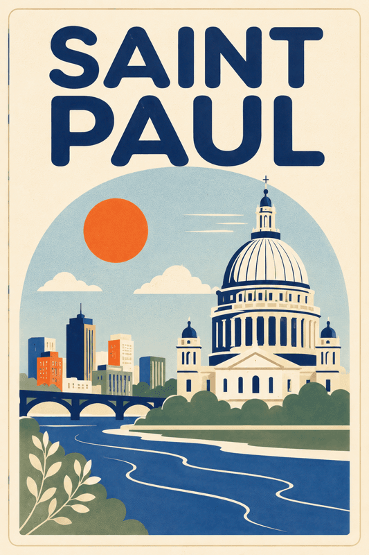 Affiche vintage Saint Paul – Poster de voyage rétro, Saint Paul, États-Unis, AMÉRIQUE DU NORD
