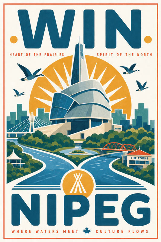 Affiche vintage Winnipeg – Poster de voyage rétro, Winnipeg, Canada, AMÉRIQUE DU NORD