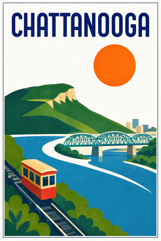 Affiche vintage Chattanooga – Poster de voyage rétro, Chattanooga, États-Unis, AMÉRIQUE DU NORD