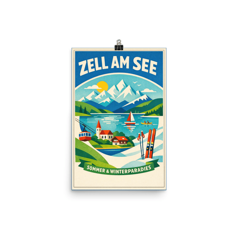 Affiche vintage Zell am See – Poster de voyage rétro, Lac et Montagnes, AUTRICHE