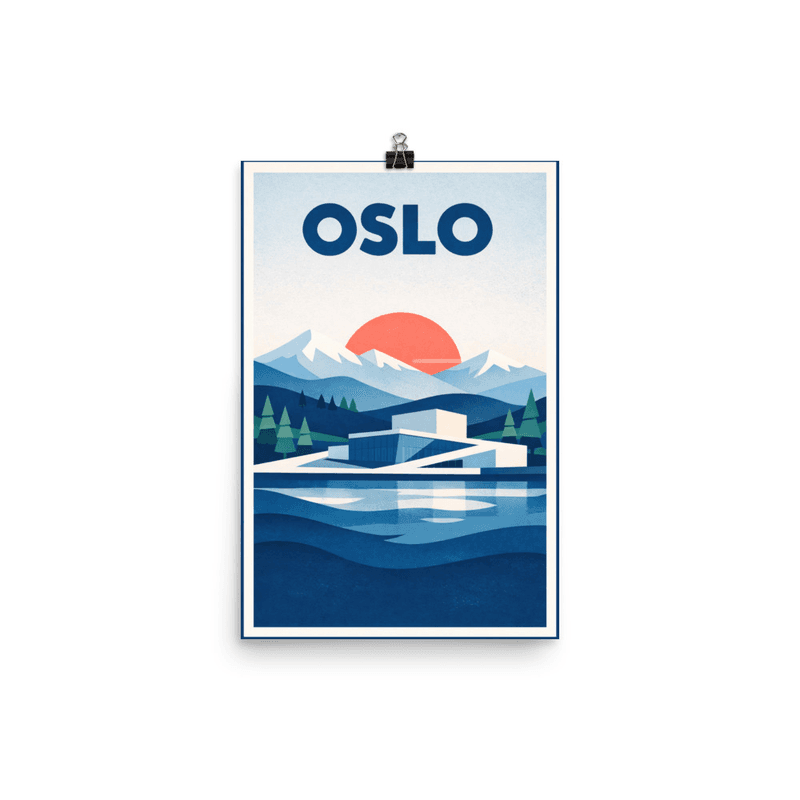 Affiche vintage Oslo – Poster de voyage rétro, Opéra, fjord, NORVEGE