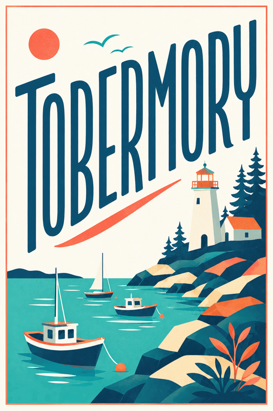 Affiche vintage Tobermory – Poster de voyage rétro, Tobermory, Canada, AMÉRIQUE DU NORD