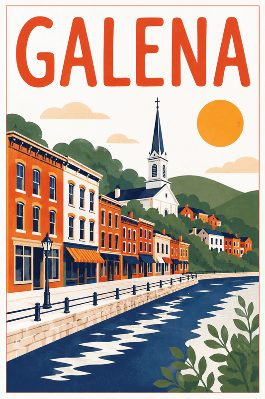 Affiche vintage Galena – Poster de voyage rétro, Galena, États-Unis, AMÉRIQUE DU NORD