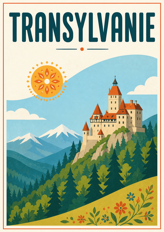 Affiche vintage Transylvanie – Poster de voyage rétro, Transylvanie, Roumanie, EUROPE