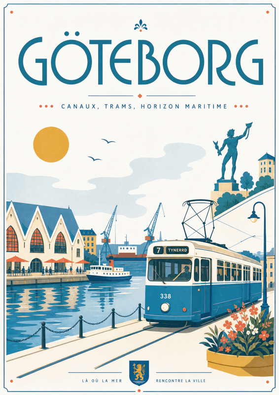 Affiche vintage Göteborg – Poster de voyage rétro, Göteborg, Suède, EUROPE