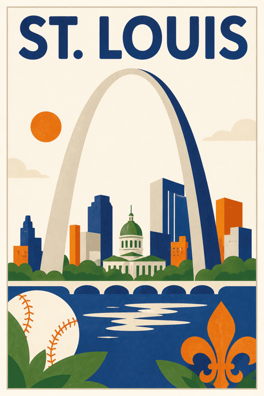 Affiche vintage St. Louis – Poster de voyage rétro, St. Louis, États-Unis, AMÉRIQUE DU NORD