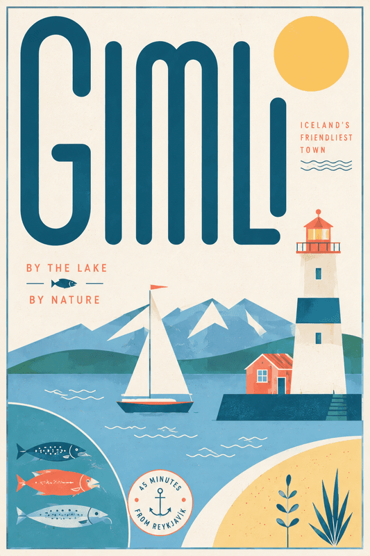 Affiche vintage Gimli – Poster de voyage rétro, Gimli, Canada, AMÉRIQUE DU NORD
