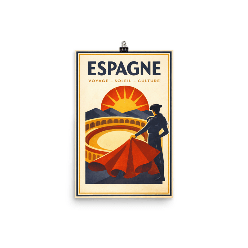 Affiche vintage Espagne Torero – Poster de voyage rétro, Corrida, Soleil, Andalousie, Culture