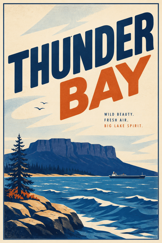 Affiche vintage Thunder Bay – Poster de voyage rétro, Thunder Bay, Canada, AMÉRIQUE DU NORD