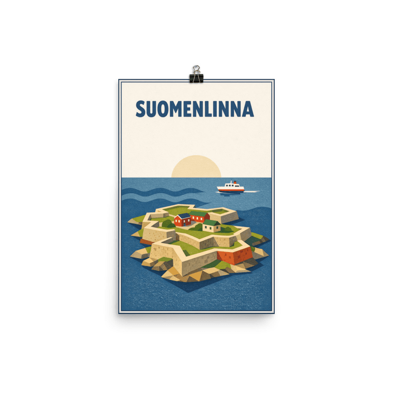 Affiche vintage Suomenlinna – Poster de voyage rétro, Forteresse Maritime, FINLANDE