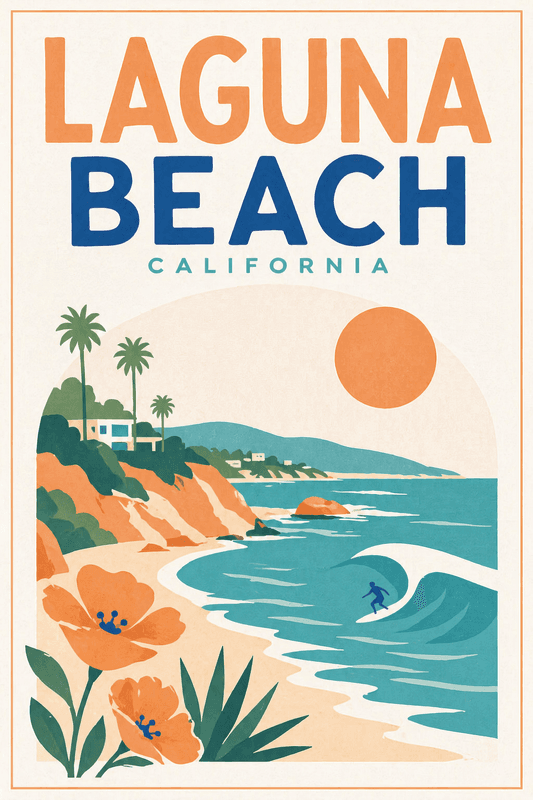 Affiche vintage Laguna Beach – Poster de voyage rétro, Laguna Beach, États-Unis, AMÉRIQUE DU NORD