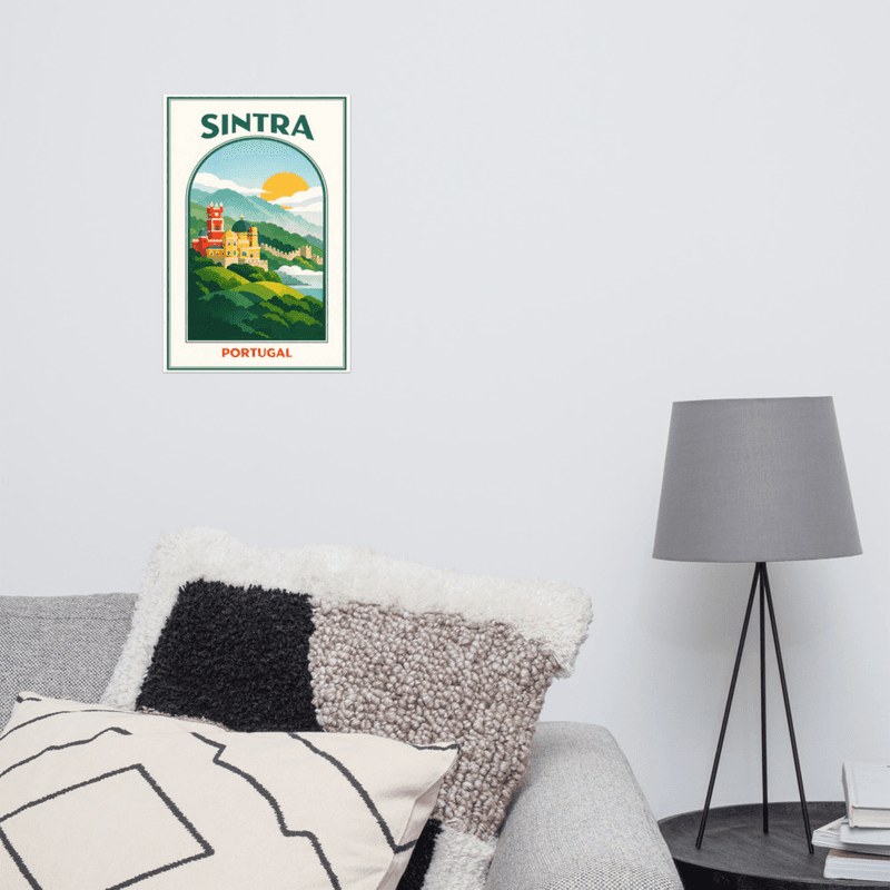 Affiche vintage Sintra – Poster de voyage rétro, Palais de la Pena, Lisbonne, Portugal