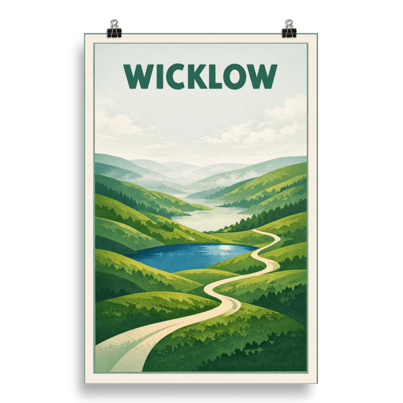 Affiche vintage Wicklow – Poster de voyage rétro, Monts de Wicklow, IRLANDE