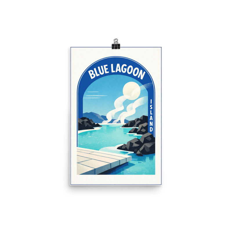 Affiche vintage Blue Lagoon – Poster de voyage rétro, Lagon Géothermal, Iceland
